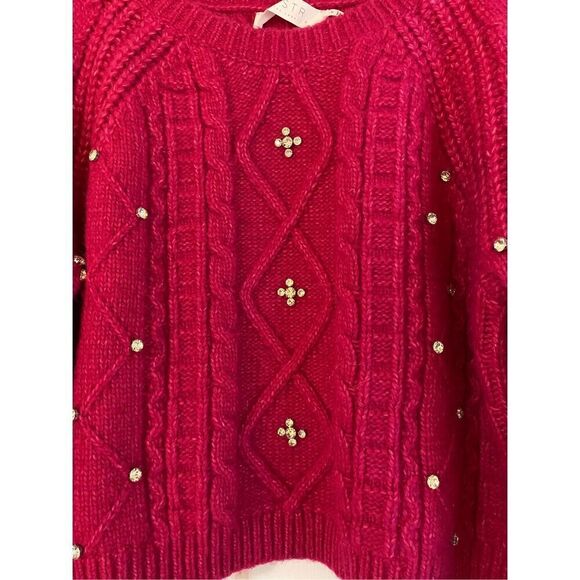 New ASTR the label Women's Madison Pullover Knit Sweater Pink Embellished M - Picture 2 of 9